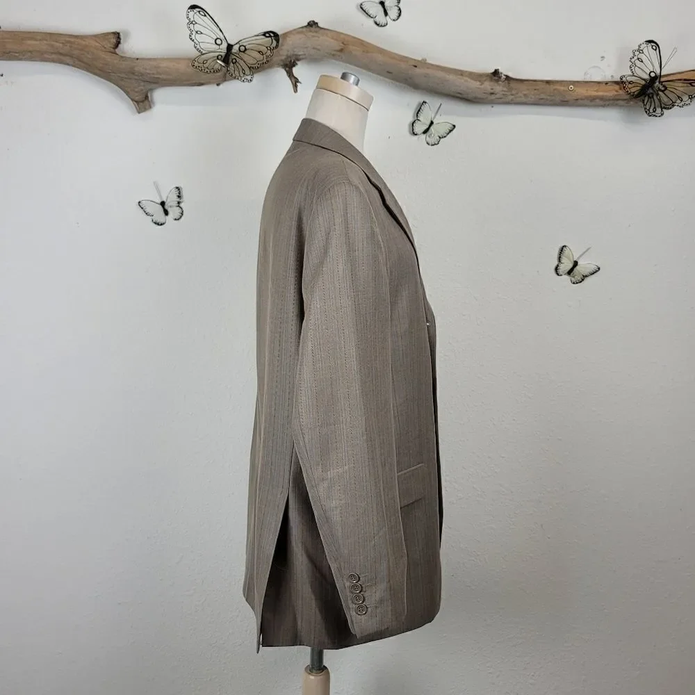 Vicenzi 3 button taupe with blue pinstripe blazer
